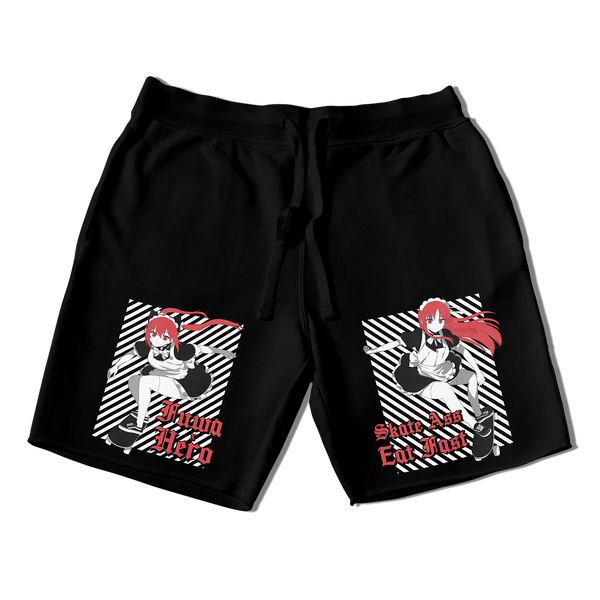 "SKATING MAIDS" Cotton Shorts Black